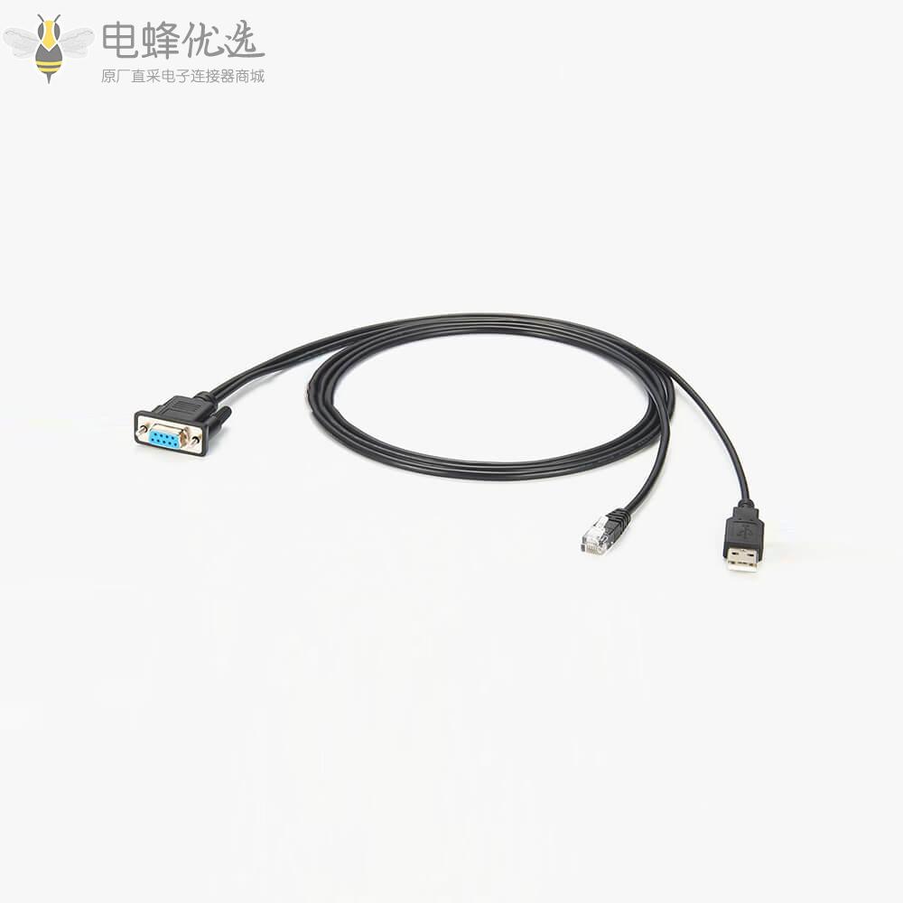 USB公头2.0_DB9母头RS232转RJ12_6P6C串口线缆
