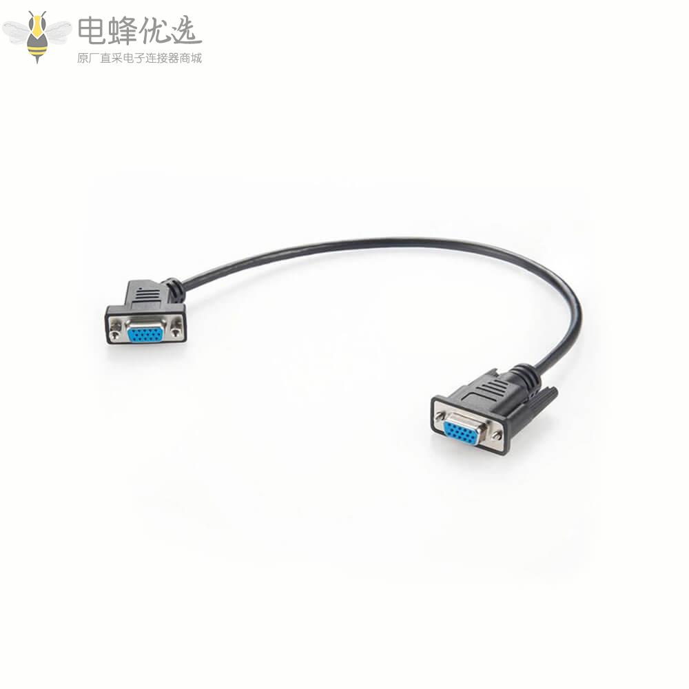 HDB15母头45&deg;弯式转DB15母头接1m线材连接线