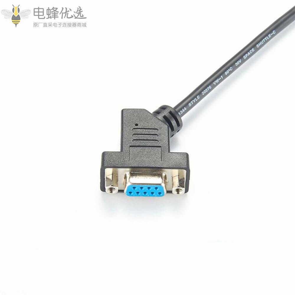 45&deg;弯式DB9公头转45&deg;弯式DB9母头接1m线材连接线