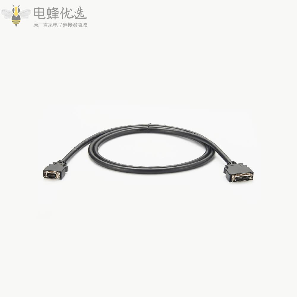 SCSI迷你MDR_14芯公头转26芯公头直卡扣式接线2米连接线