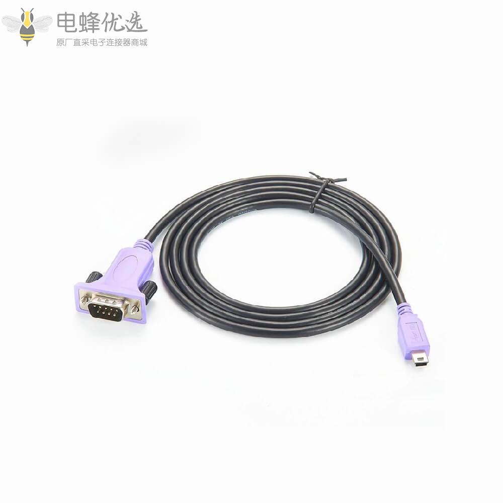Mini_USB转RS232串行适配器RS232_DB9公头转换电缆1M连接线