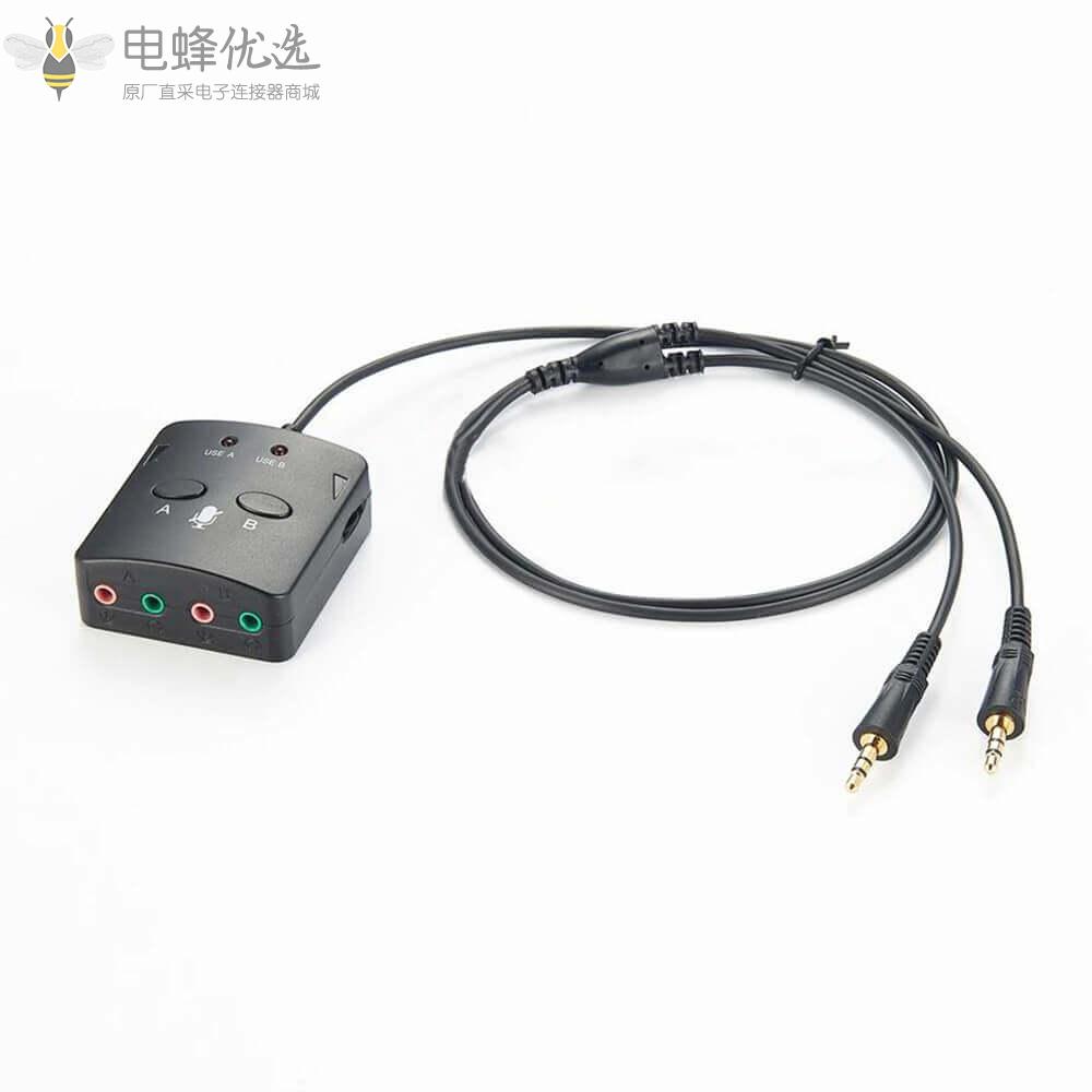 双3.5插头电脑耳机耳麦培训盒话务耳机培训盒0.5m