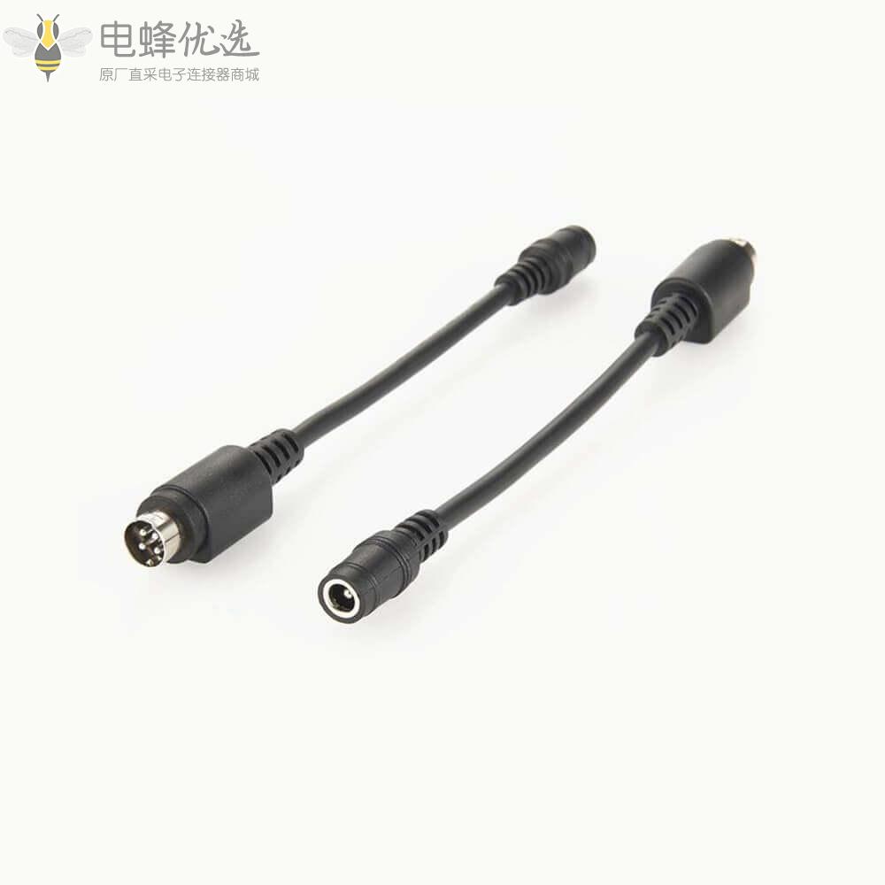 Tycon电源4针公头Din转5.5毫米母头直流电源线0.1M