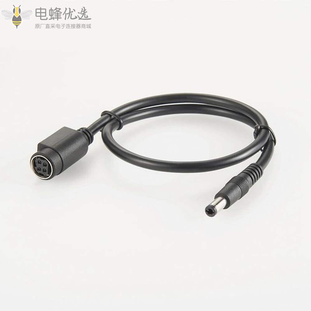 4针Din母头至5.5X2.5mm直流电源线1M