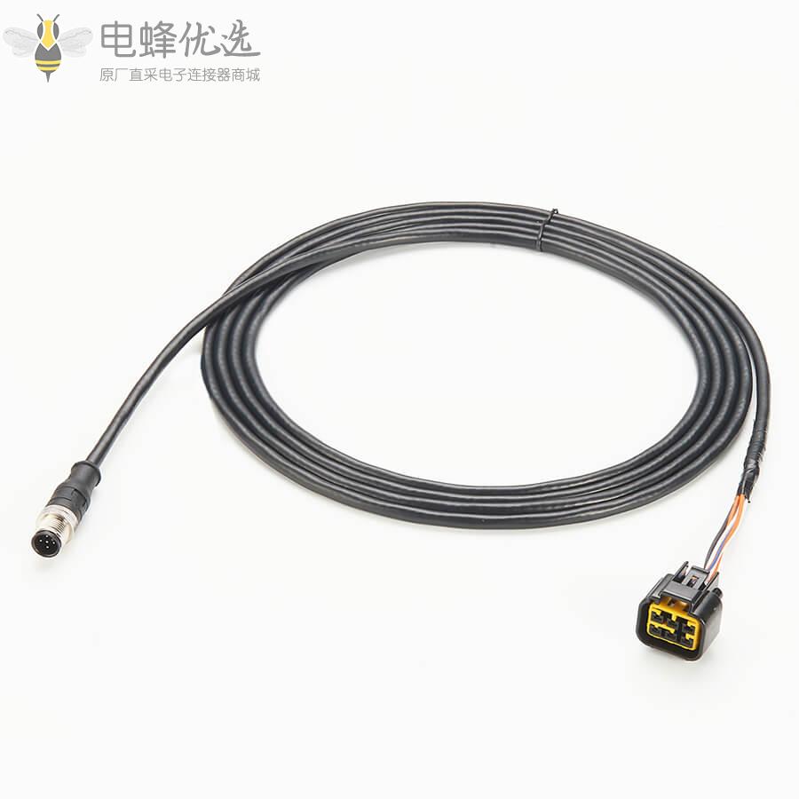 船用电缆NMEA_2000雅马哈6针母头转M12公头5芯发动机线材5米接口电缆