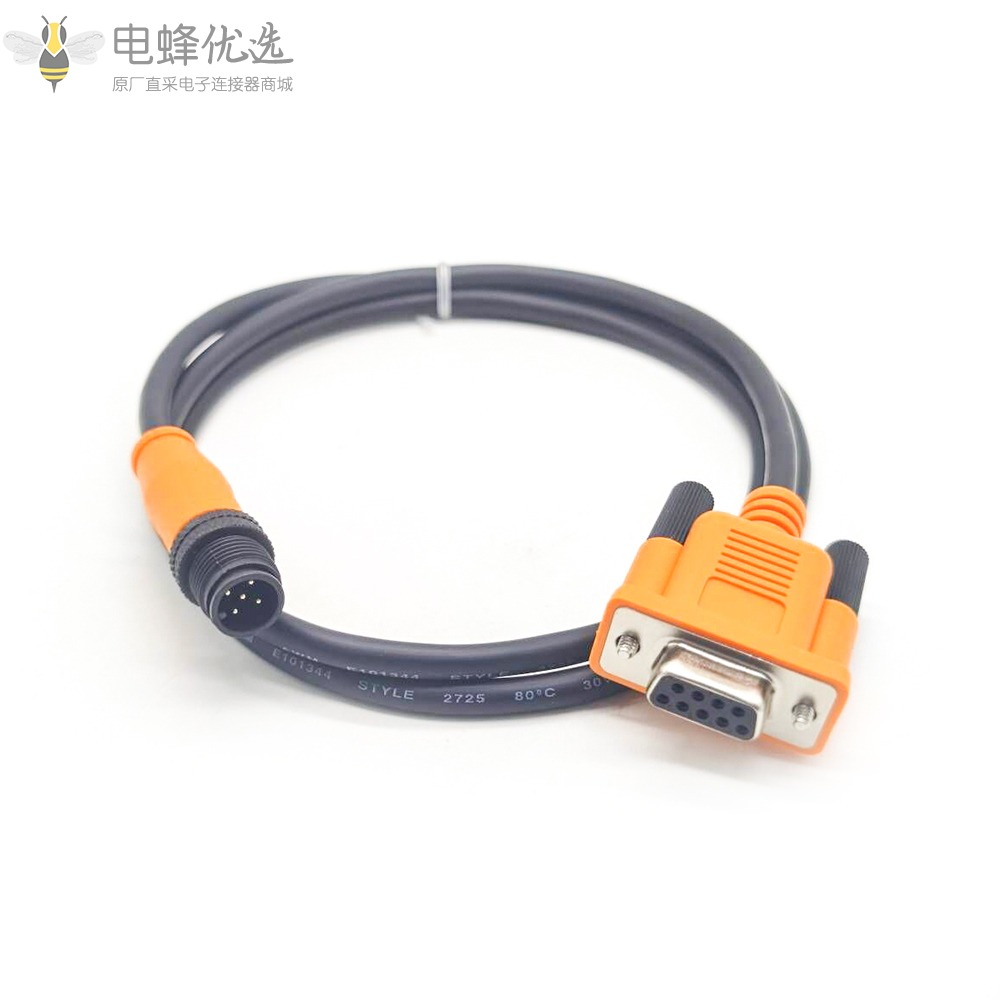 M12适配器电缆NMEA_2000船舶公头5芯转DB9电缆CANopen连接器线缆1米