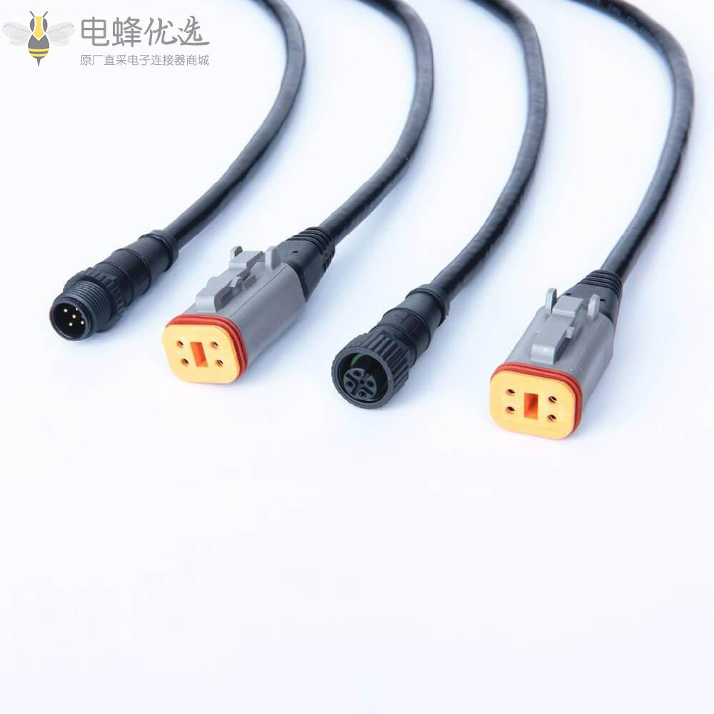 Nmea_2000船舶连接器5芯M12转Dt06_4s连接器接0.1m线材