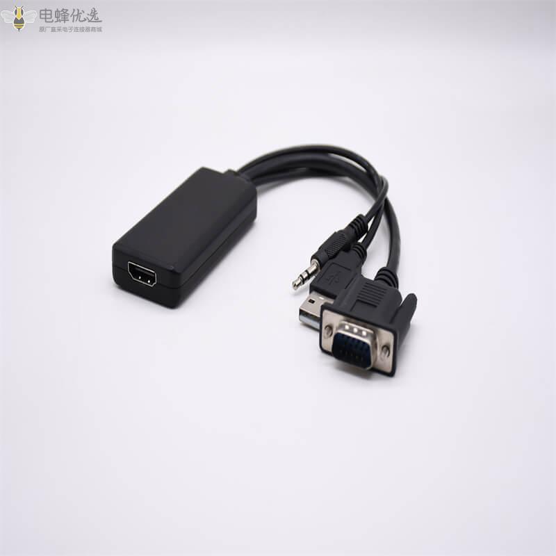 vga转hdmi转换器VGA公头转HDMI母头电脑连接电视投影仪带音频连接线