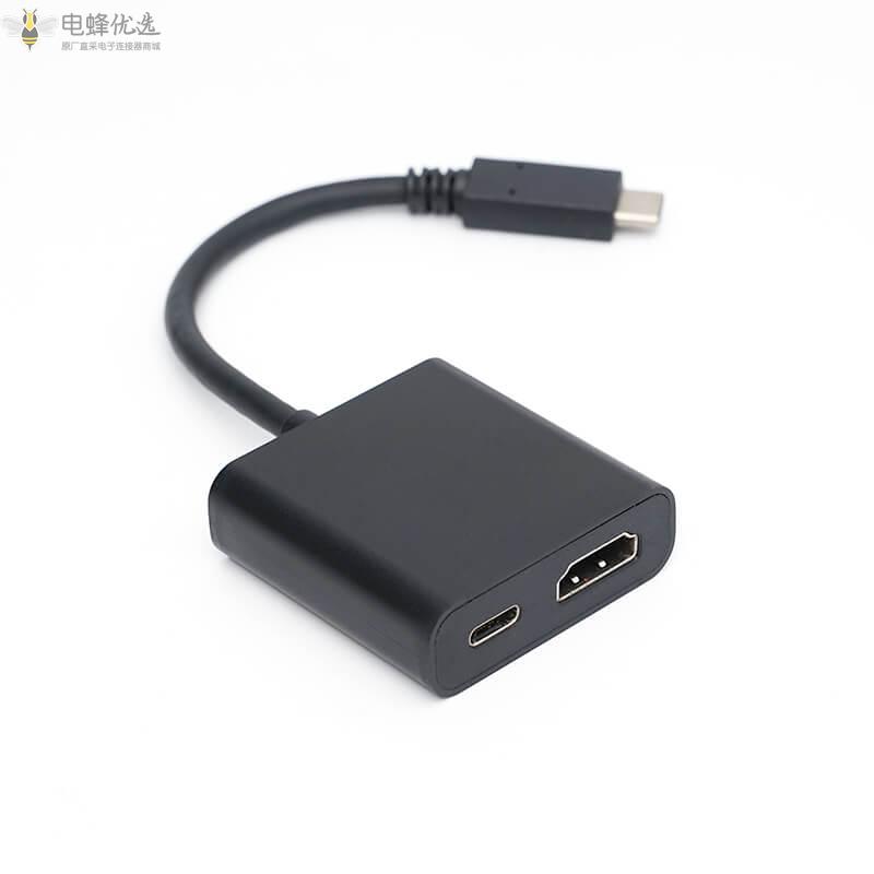 1_IN_2适配器USB_3.1_C型转PD(60W)Hdmi(4K60MHZ)多端口适配器多端口USB_C型加密狗