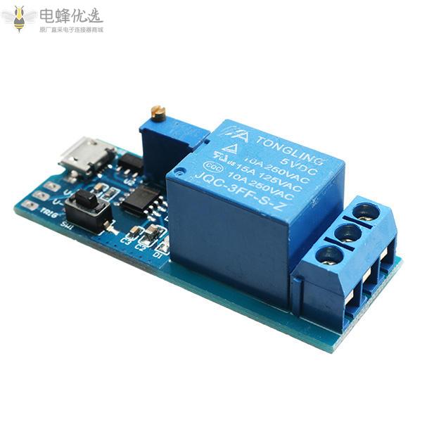 5_30V_10A宽电压触发延时继电器模块定时器模块两种触发方式抗干扰能力强连续流量保护功能