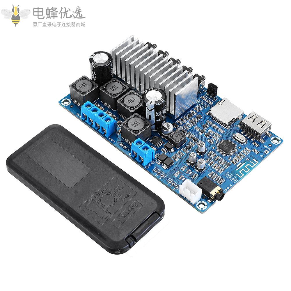 TPA3116_50Wx2蓝牙遥控功放大功率双通道数字功放U盘TF卡解码板12_24V_DC