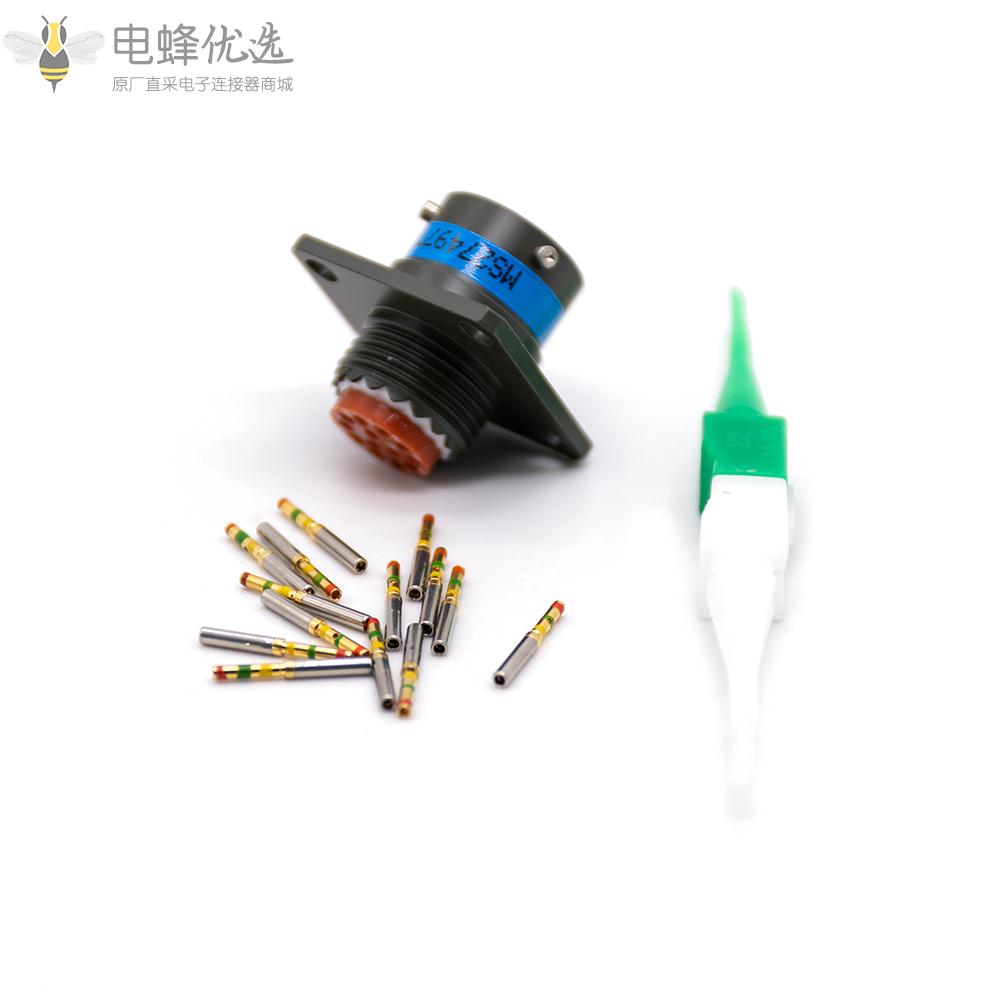 D38999连接器卡口式插头13芯孔式N键位10号壳体方形法兰插座