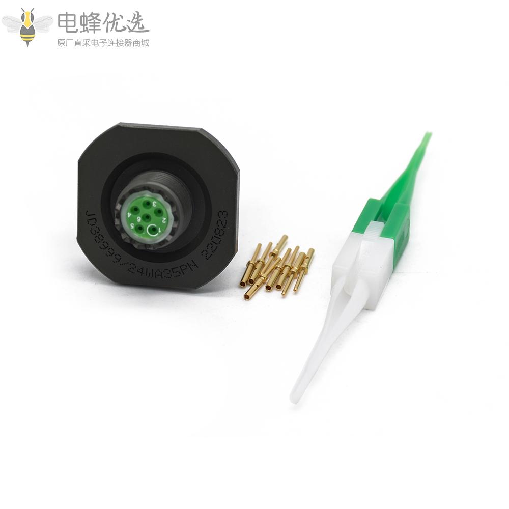 D38999连接器6芯螺母安装N键位9号壳体带针公座