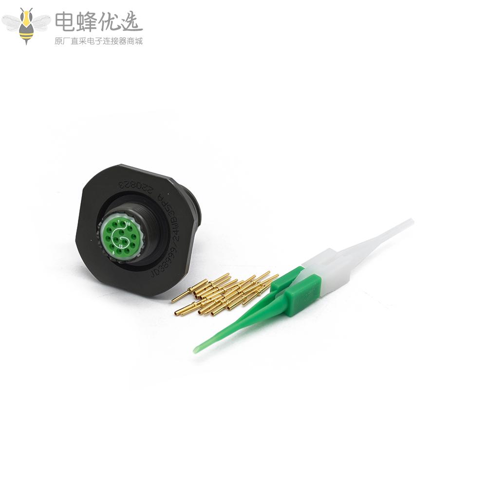 D38999螺母安装连接器13芯A键位11号壳体带孔母插座