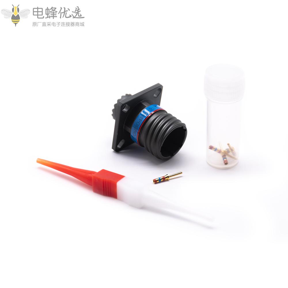 D38999工防连接器N键位11号壳体4芯方形法兰带针公座