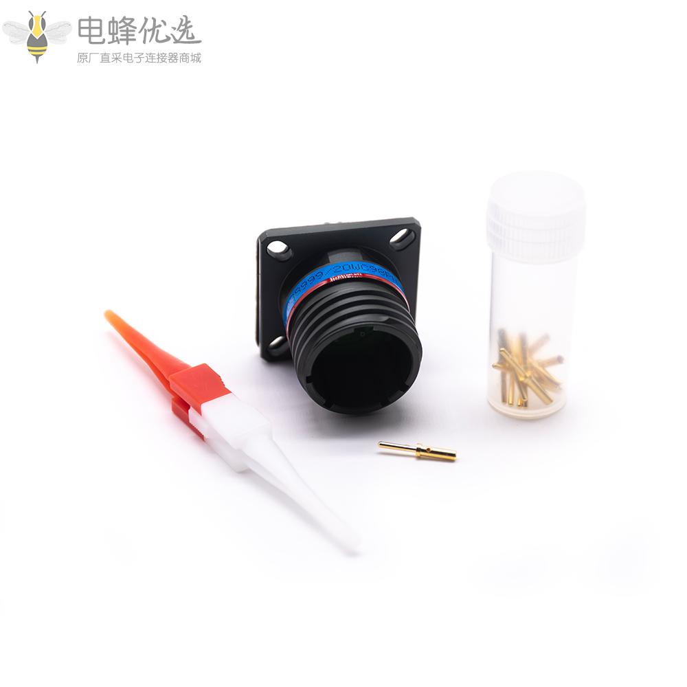 D38999插头10芯13号壳体连接器方形法兰N键位带针公座