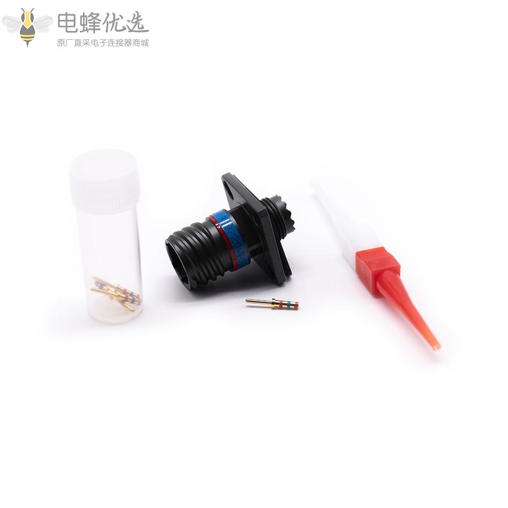 D38999面板安装连接器3芯N键位9号壳体方形法兰带针公座