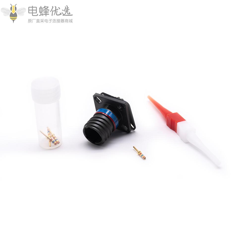 D38999面板安装连接器3芯N键位9号壳体方形法兰带针公座