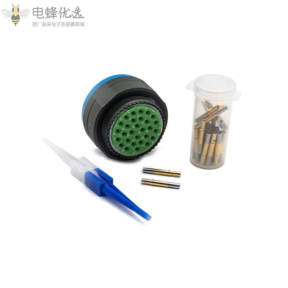 D38999插头29芯带孔母插头军绿色25号壳体连接器