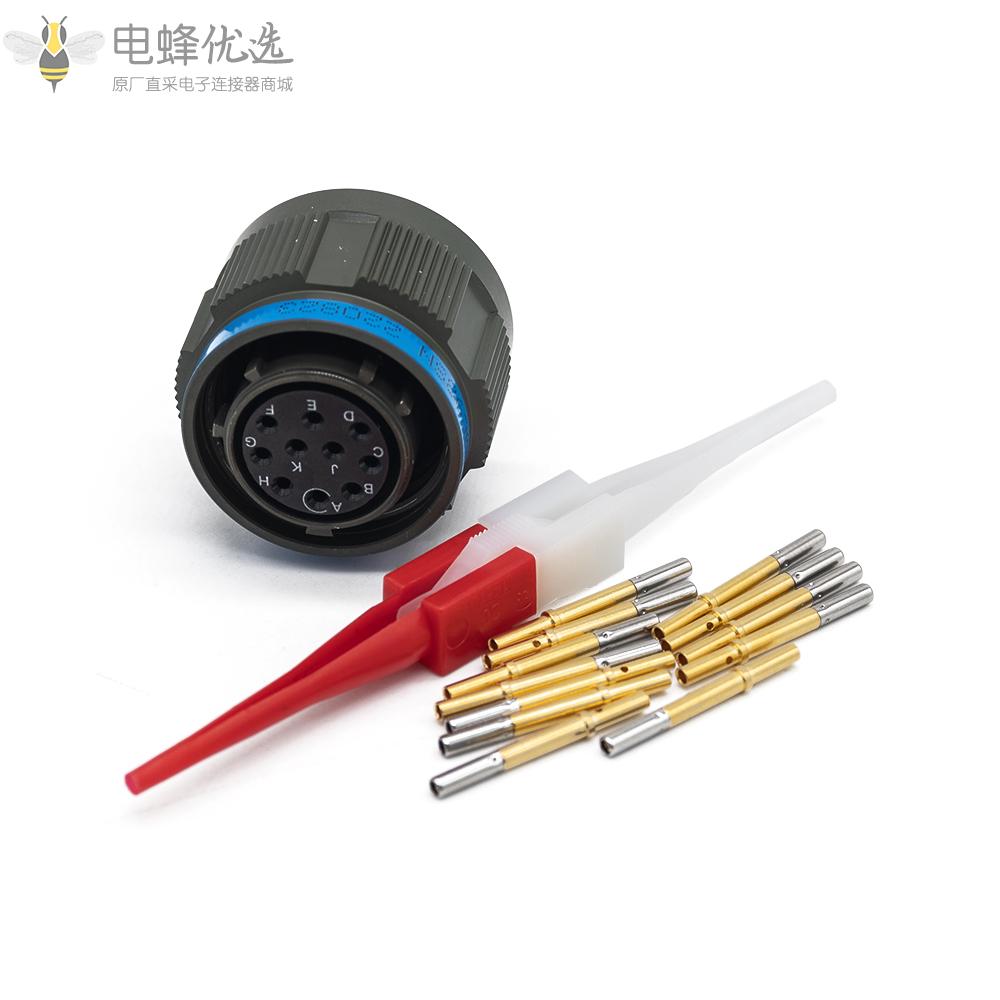 D38999连接器13号壳体10芯N键位带孔母插头