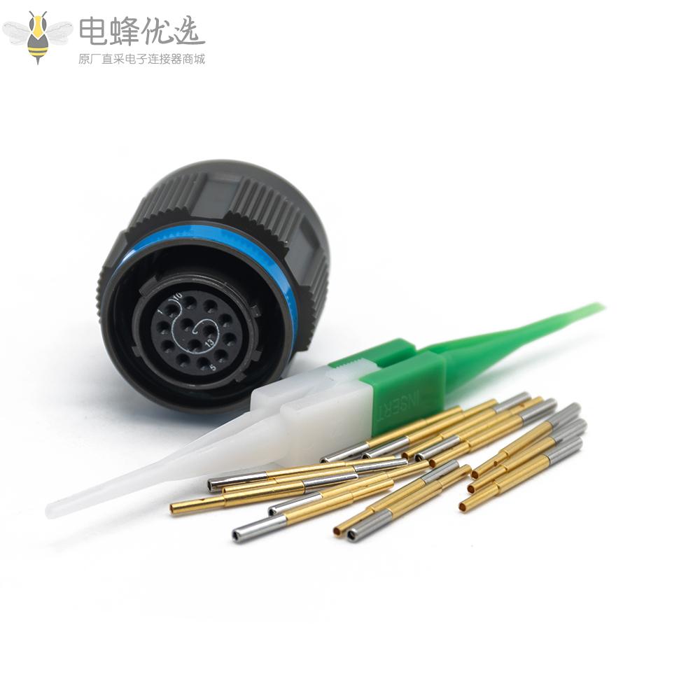 D38999连接器A键位11号壳体13芯带孔母插头