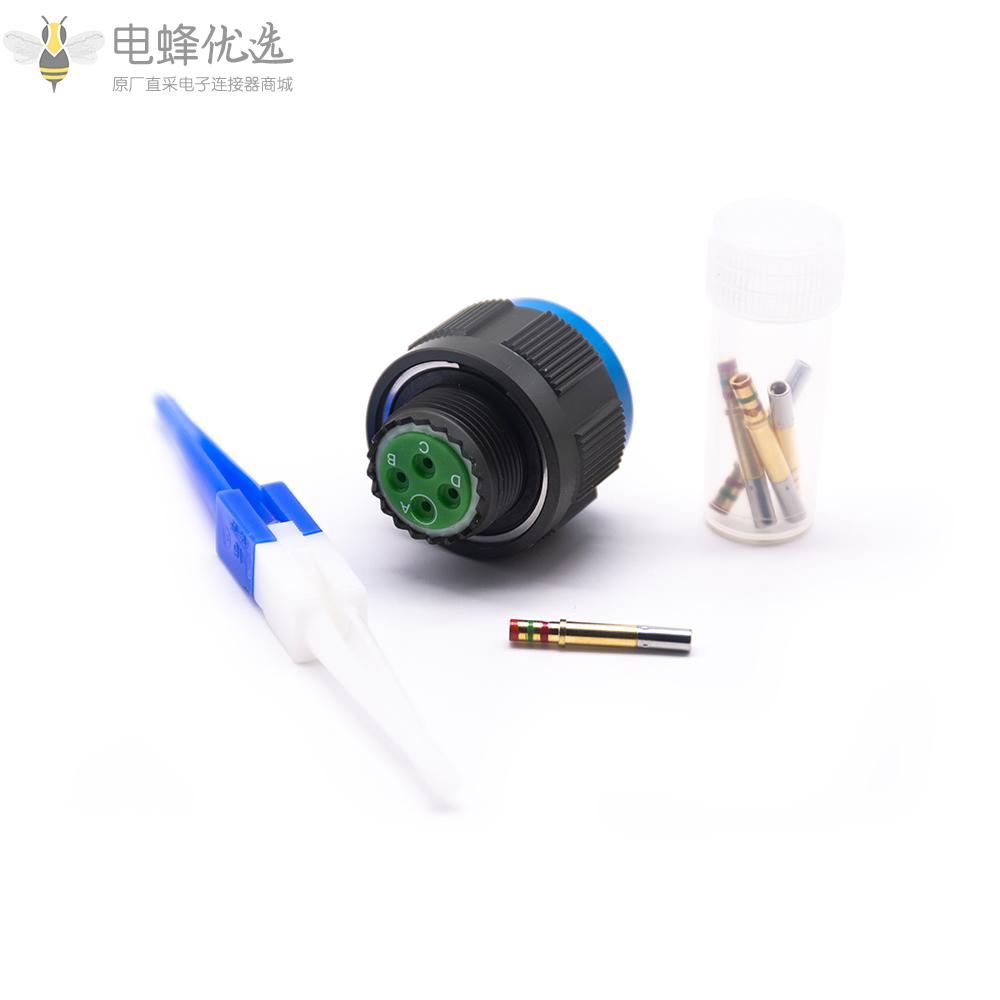 D38999连接器4芯带孔母插头N键位13号壳体