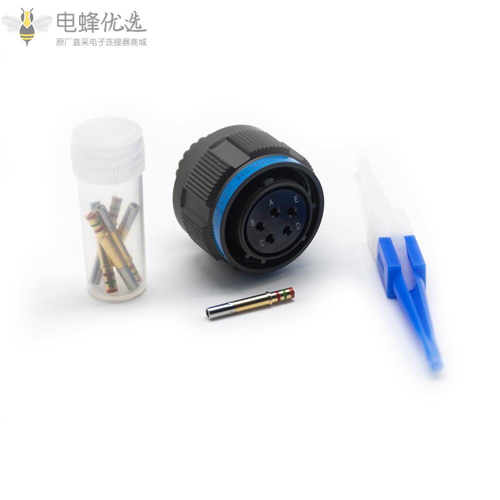 D38999连接器5芯15号壳体带孔母插头N键位