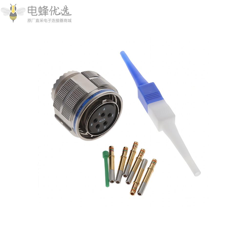 D38999连接器N键位15号壳体5芯屏蔽带孔母插头