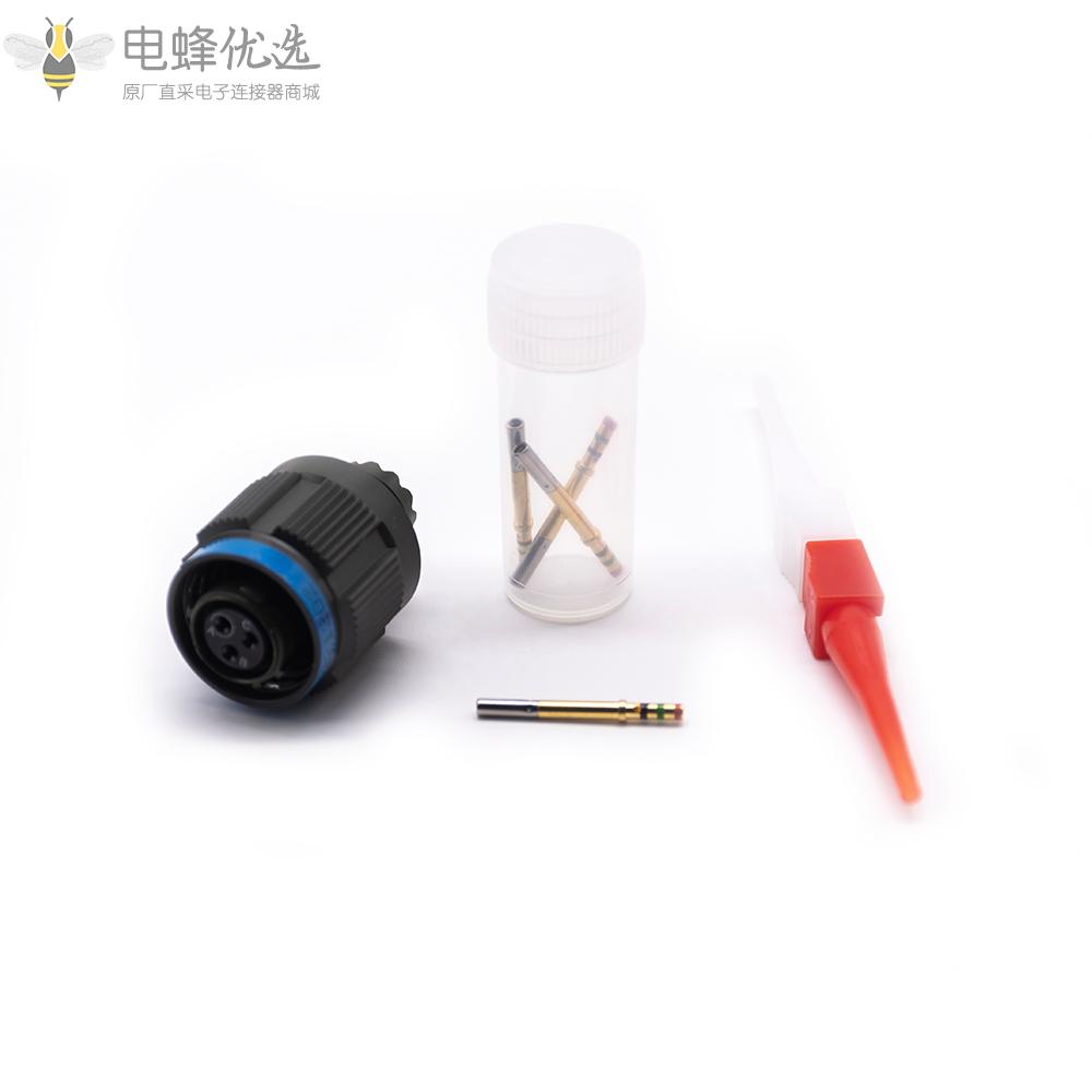 D38999连接器9号壳体3芯带孔母插头N键位