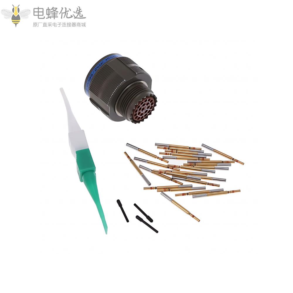 D38999连接器13号壳体A键位22芯螺纹带孔母插头