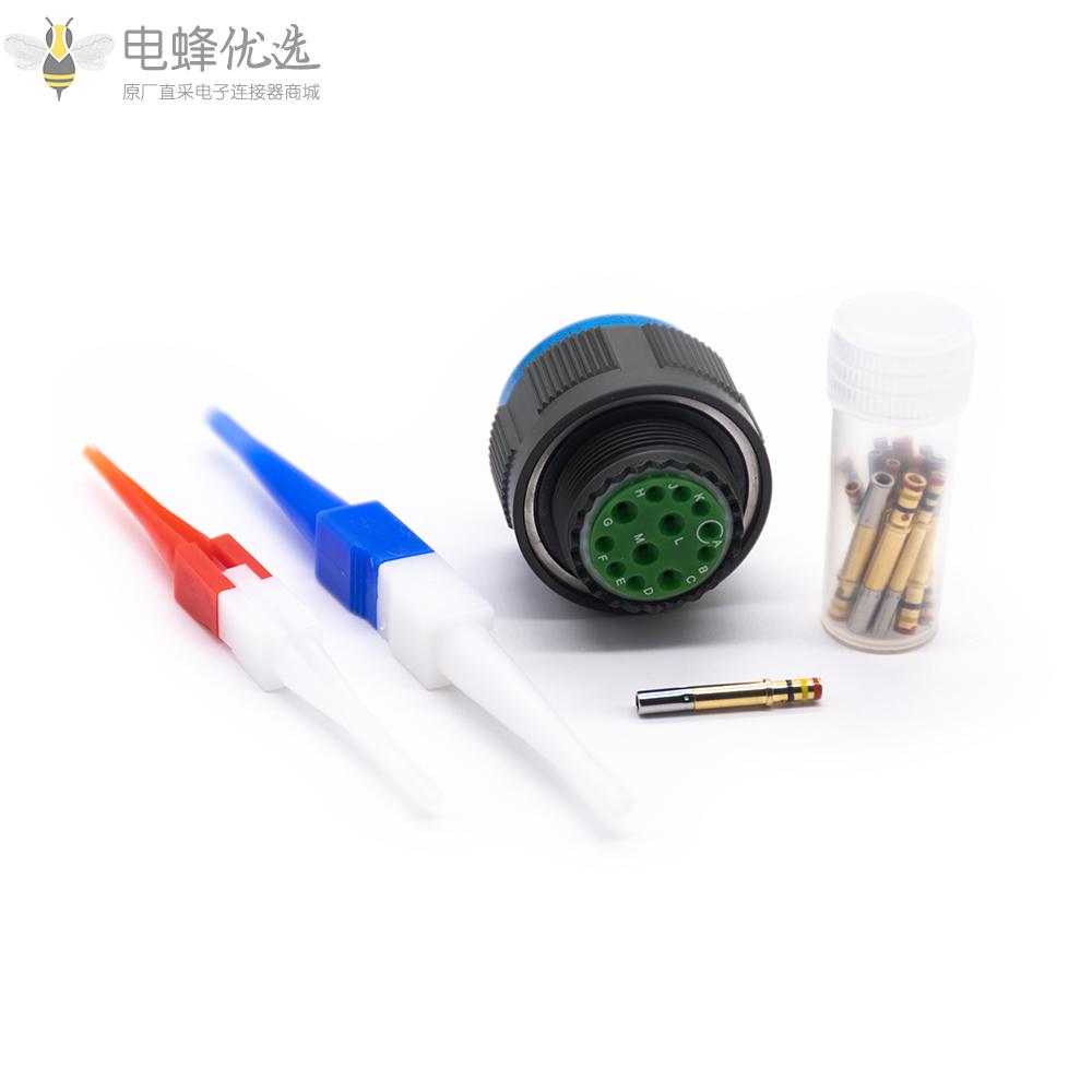 D38999连接器15号壳体12芯带孔母插头N键位