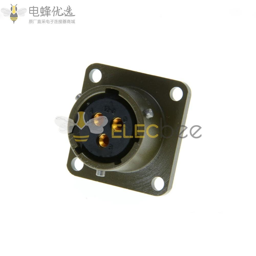 26482连接器12号壳体3芯孔式方形法兰板端母插座