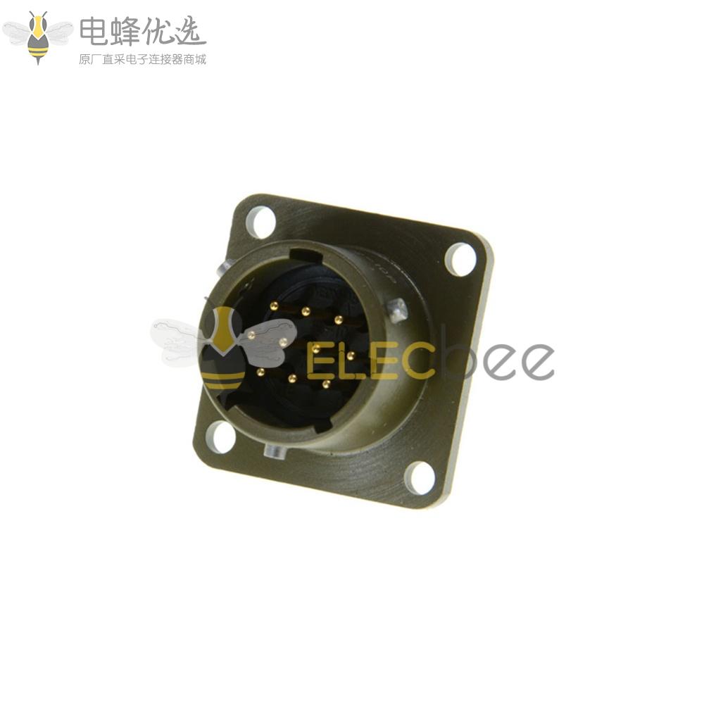 26482连接器面板安装10芯针式方形法兰公插座12号壳体