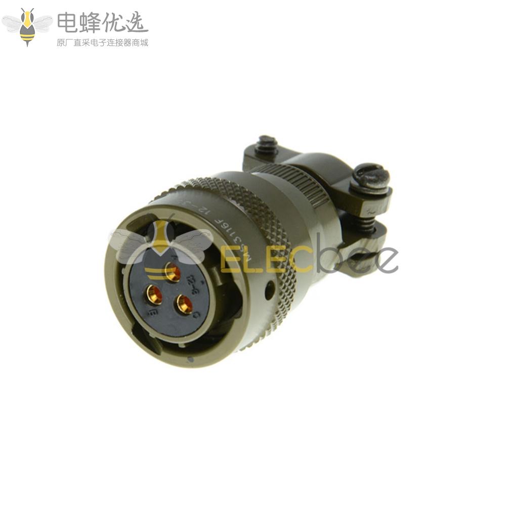 26482电缆连接器3芯孔式12号壳体直式母插头带线夹