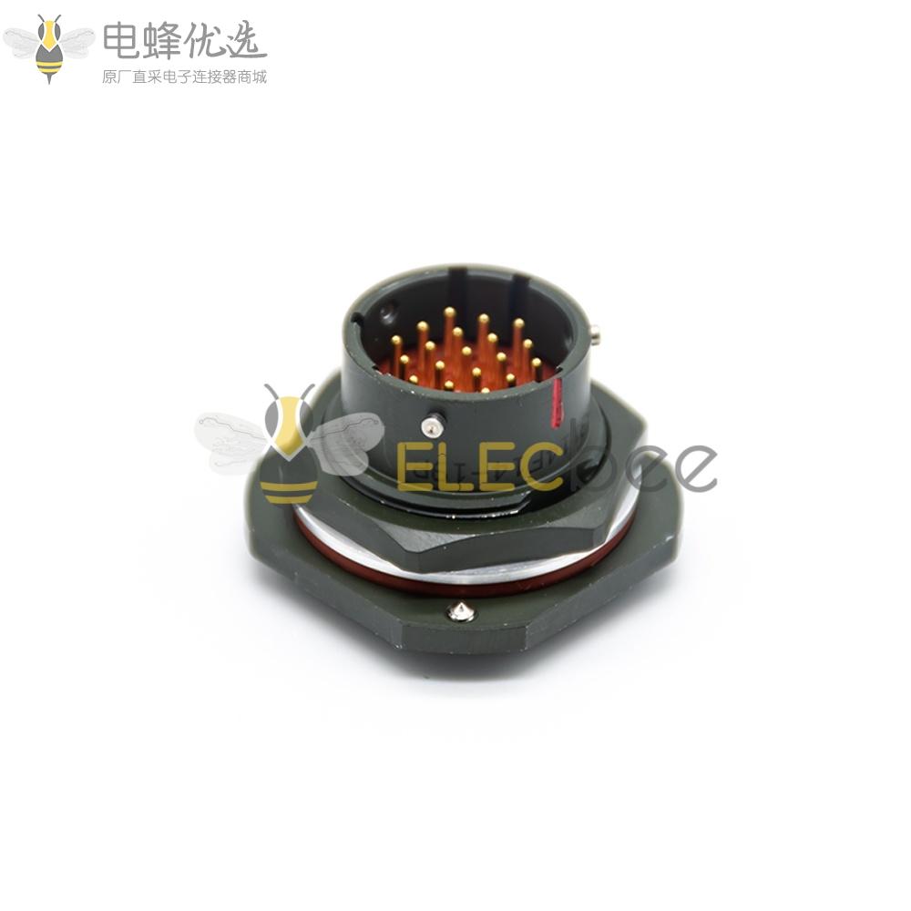 26482板端连接器19芯针式六角螺母公插座14号壳体