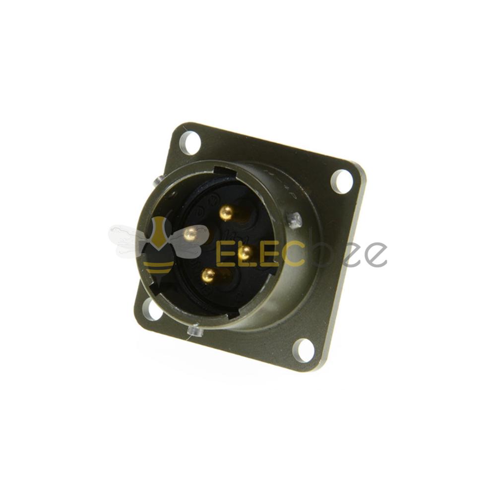 26482连接器4芯板端针式方形法兰公插座14号壳体