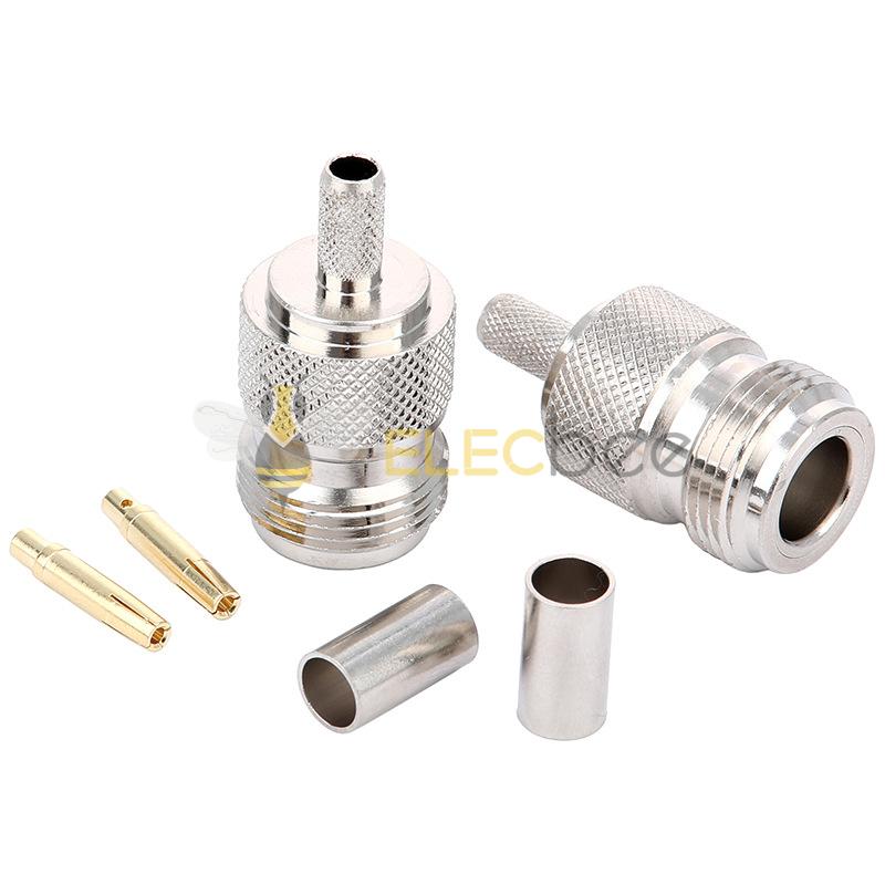 N-K-3射频连接器母头外螺内孔 压接 可接50-3线 RG142线 全铜镀镍