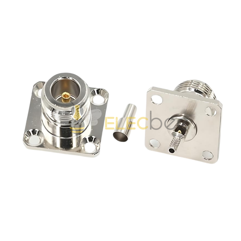 N-KF-1.5 N型射频全铜同轴  4 孔法兰 开口 N型外螺内孔