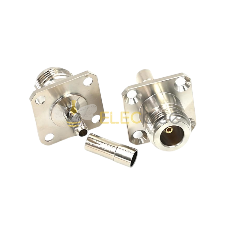 N-KF-3全铜 4孔法兰 25*25MM 开口 N型外螺内孔