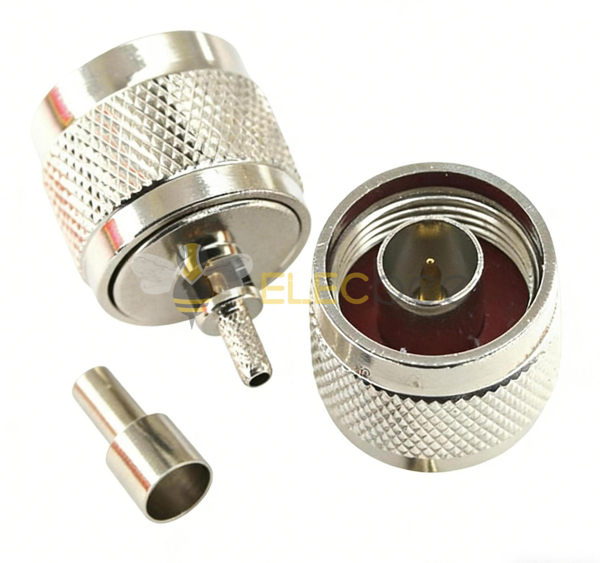 N-JW-1.5 开口 N 公头弯头内针全铜射频连接器 弯公头开窗式