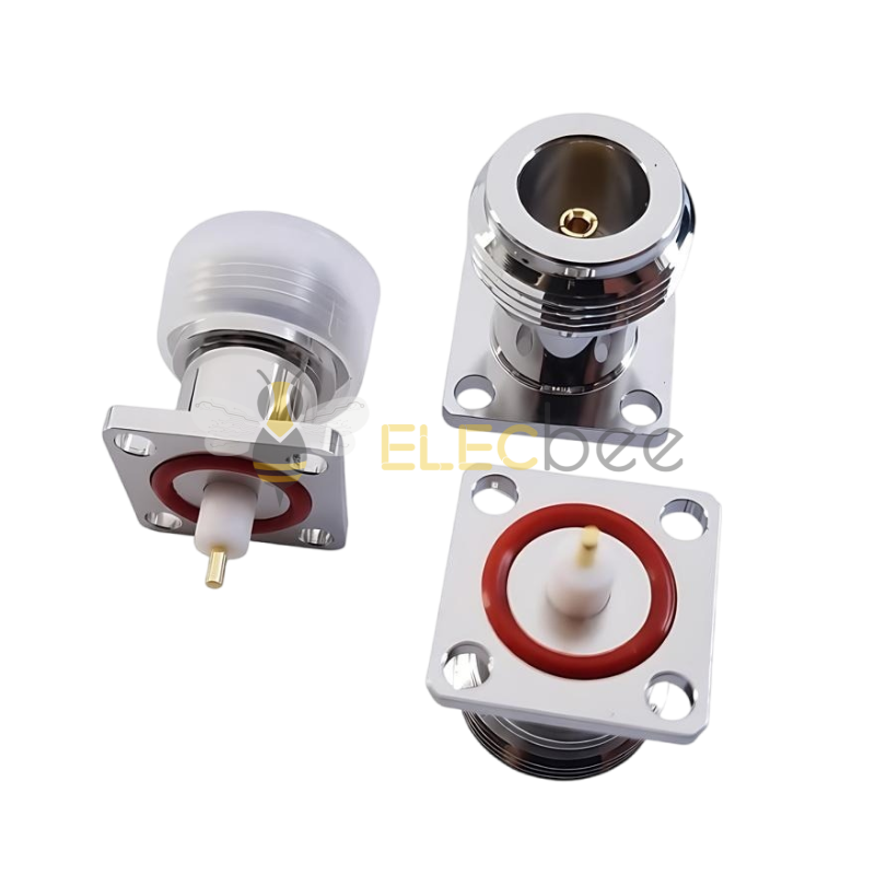 50欧姆N-KF法兰方板母座终端安装N-50KY螺母固定N-KFD微带连接器