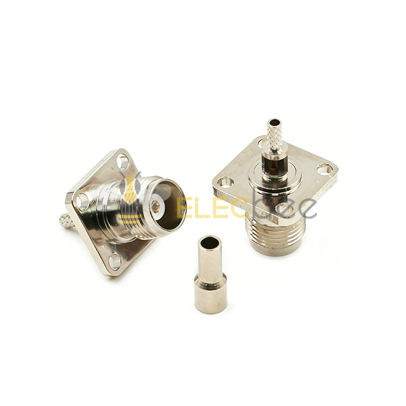 TNC-KF-1.5 开口 4 孔法兰 18*18MM 全铜射频母头 适配 RG316/RG174 同轴连接器