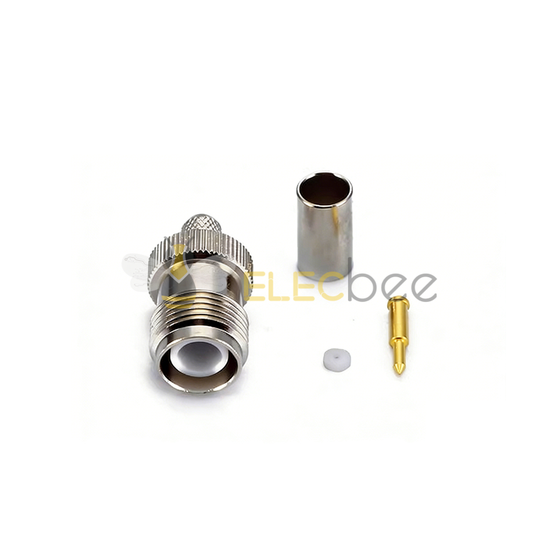全铜反向 RPTNC-C-K3 压接型TNC母头（外螺内针）馈线接头 可接50