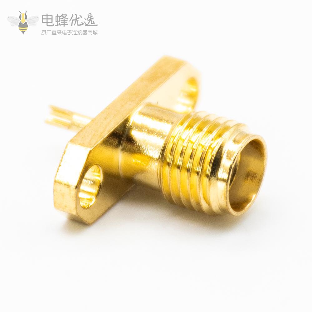 sma母头2孔法兰盘直式镀金焊接同轴连接器