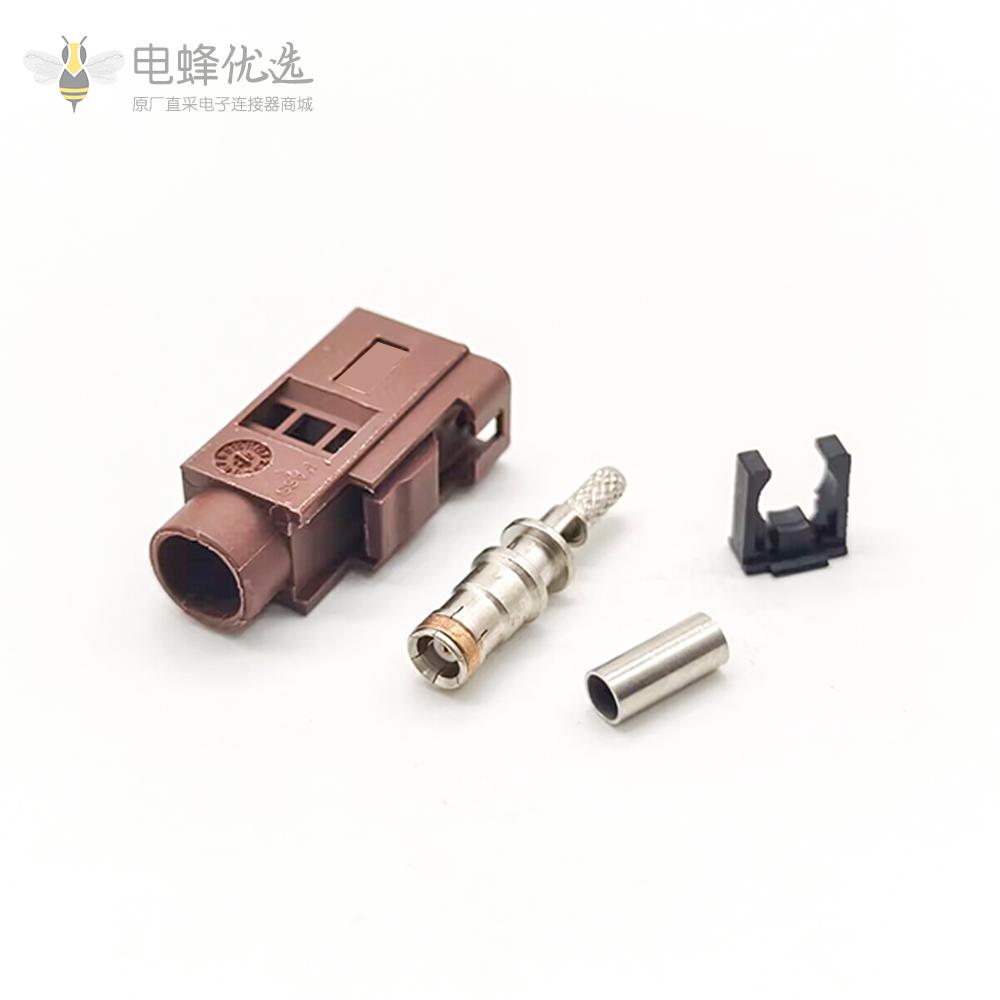 Fakra 高频连接器F型母头棕色压接接线RG316 RG174汽车电视用连接器