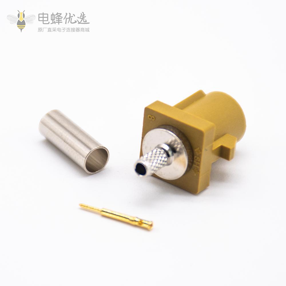 Fakra连接头直式K型咖喱色公头汽车天狼星XM收音机用连接器焊接接线RG316 RG174