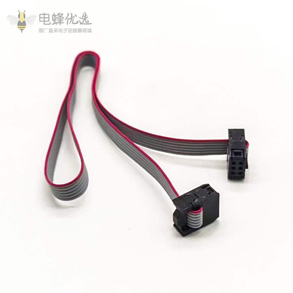 &nbsp;2.54mm间距排线2x3Pin6针6线IDC扁平带状电缆长度40cm连接器