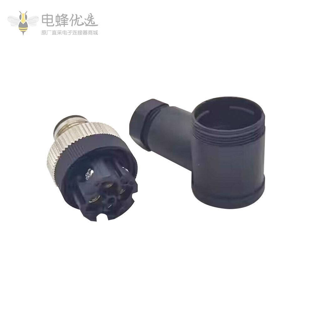 M12 防水塑料接头弯头公头可现场安装传感器圆形连接器