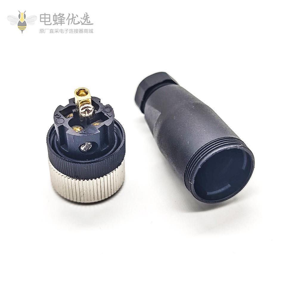 M12 B型组装式插头5芯母头防水传感器
