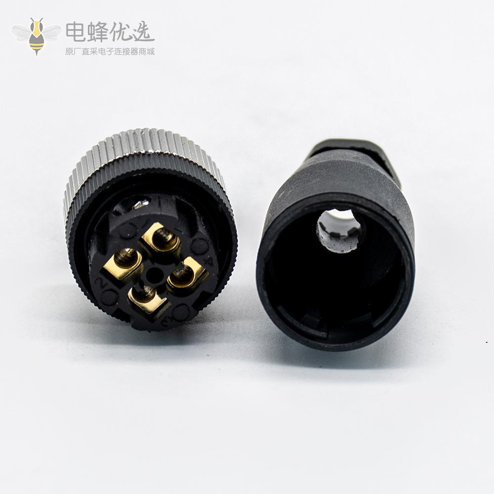 m12连接器5针直母头螺丝锁接不带屏蔽A扣